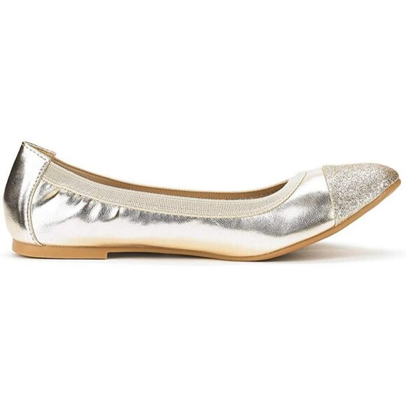 Dream Pairs Women Flex-gold Faux Leather Flexible Stretch Ballerina Flats Shoes - Picture 3 of 7